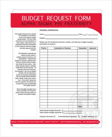 budget request form in pdf