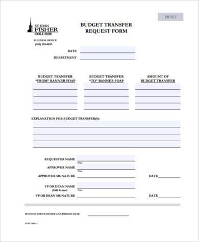 budget transfer request form
