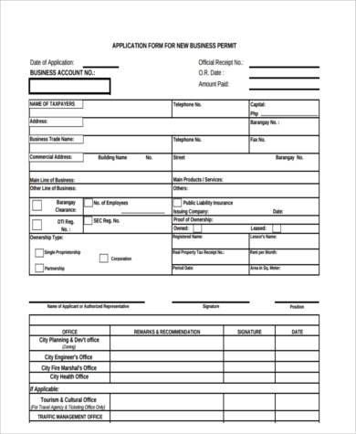 sample application for form business permit Samples Business 8 Application Sample  Form  Free