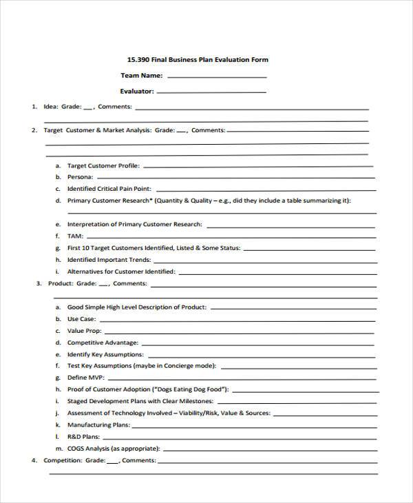business coaching evaluation form