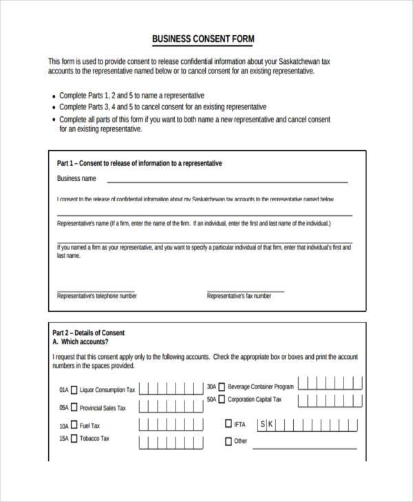 business consent form example