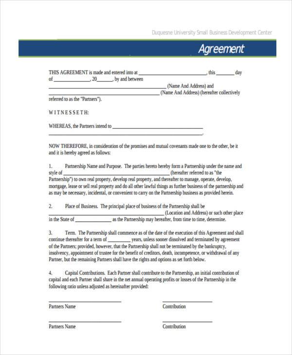 business contract agreement format
