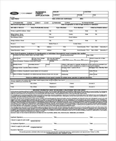 business credit application form