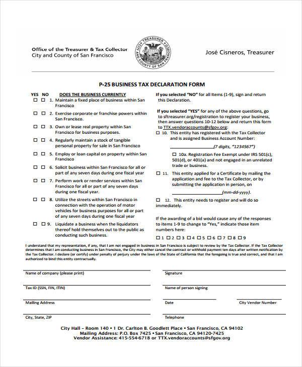 FREE 12+ Business Declaration Form Samples, PDF, MS Word, Google Docs, Excel