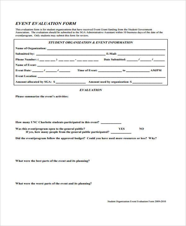 business event evaluation form example