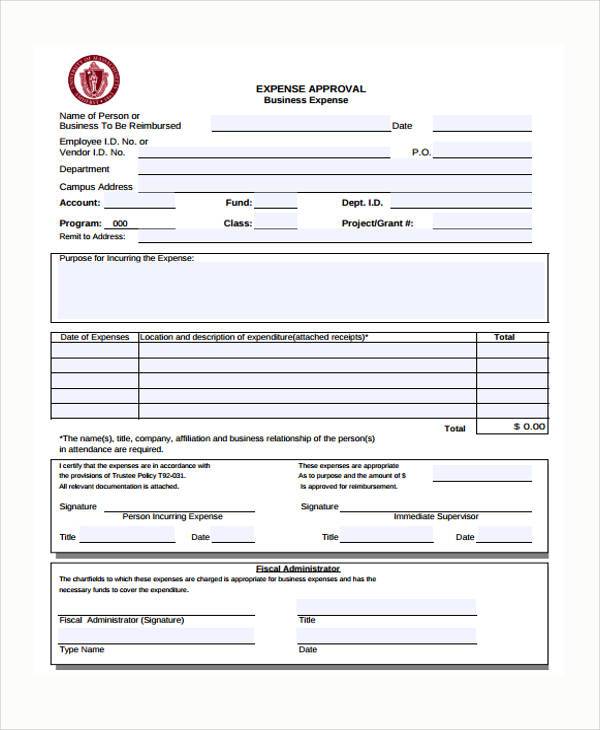 FREE 10 Sample Expense Approval Forms In PDF