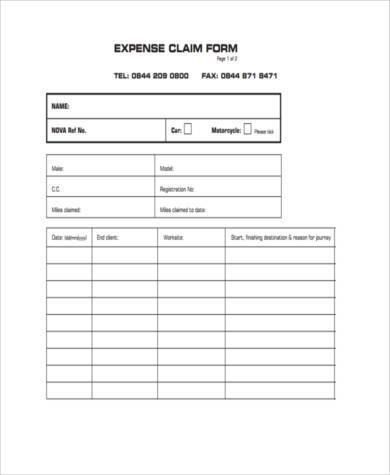 business expense claim form in pdf