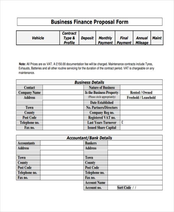 Proposal Forms in PDF