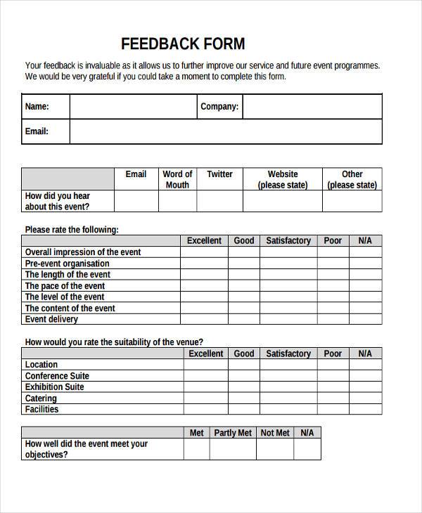 FREE 42+ Feedback Forms in PDF MS Word Excel