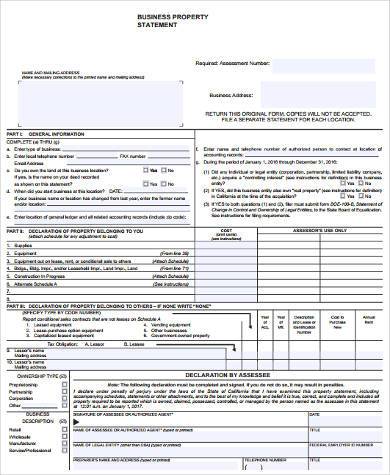 FREE 9+ Sample Property Statement Forms in PDF | MS Word