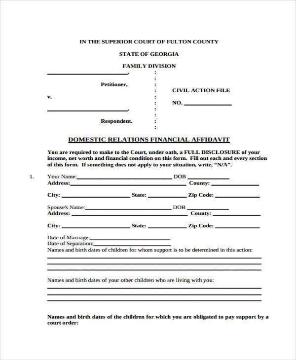 FREE 12+ Relationship Affidavit Form Samples, PDF, MS Word, Google Docs