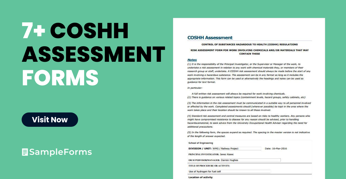coshh assessment form