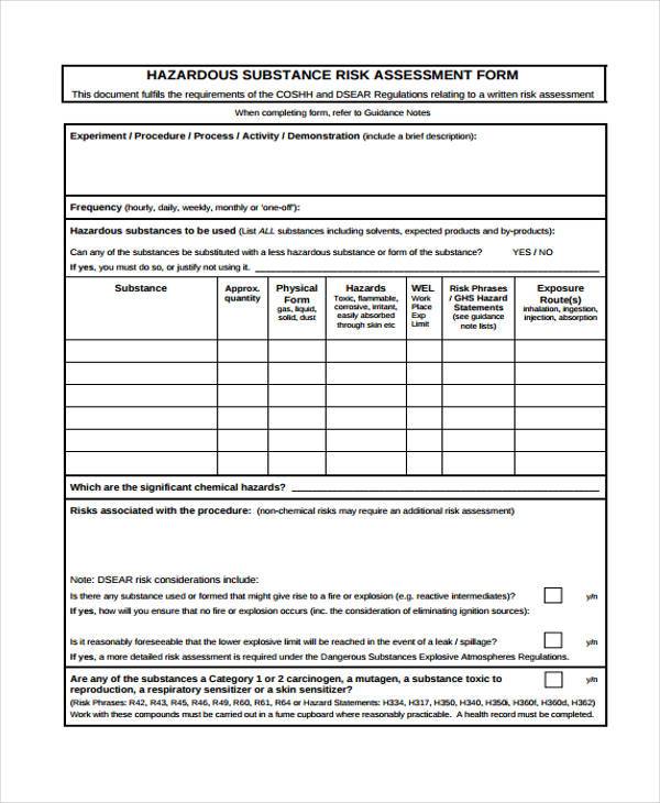 COSHH Assessment Template