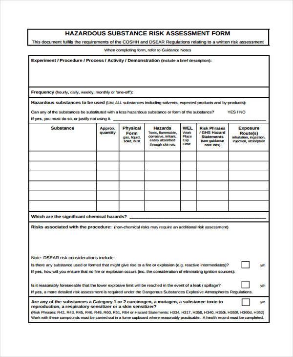 FREE 11+ COSHH Assessment Form Samples, PDF, MS Word, Google Docs