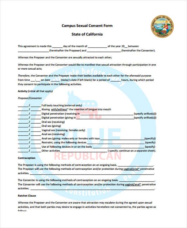 Free 7 Sample Sexual Consent Forms In Pdf Ms Word 4322