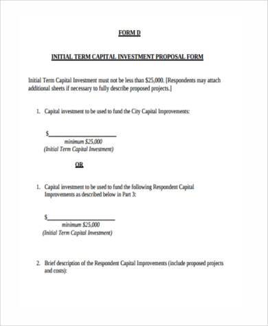 capital investment proposal form