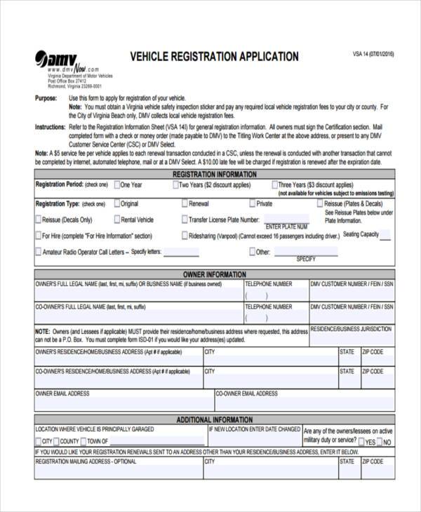FREE 14+ Car Registration Form Samples, PDF, MS Word, Google Docs