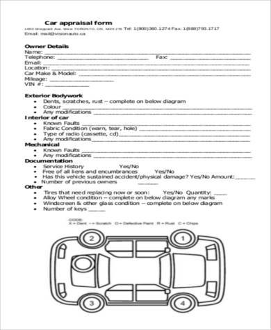 car appraisal form sample1