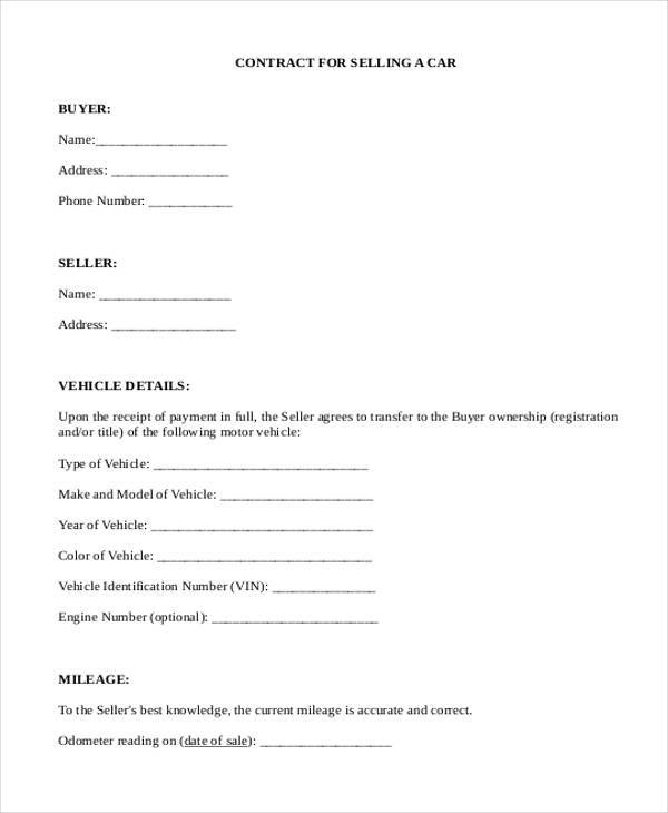 car deposit contract form