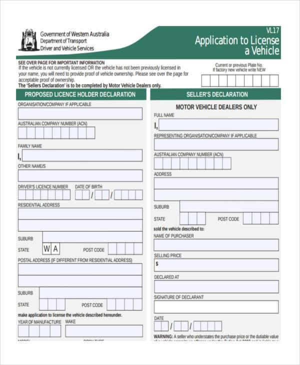 FREE 8+ Car Registration Forms in PDF MS Word