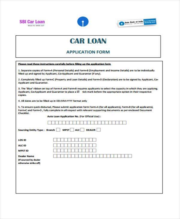 car loan contract form