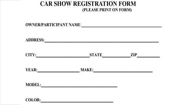 car registration form samples