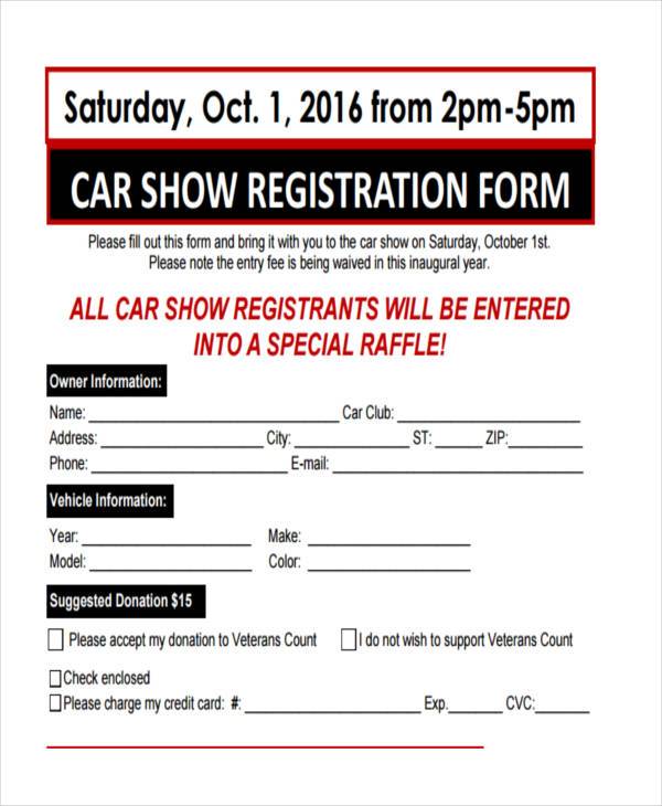 Free Car Show Registration Form Template PRINTABLE TEMPLATES