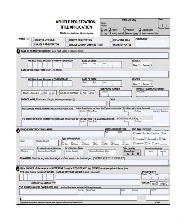 FREE 8+ Car Registration Forms in PDF MS Word