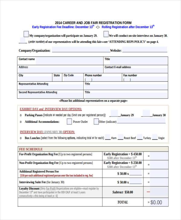 career job fair registration form
