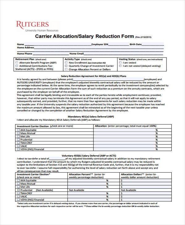 carrier allocation agreement form example