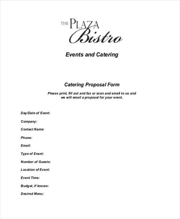 catering proposal form example