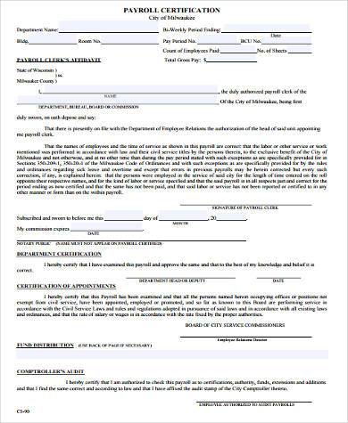 FREE 9+ Sample Certified Payroll Forms in MS Word | PDF | Excel