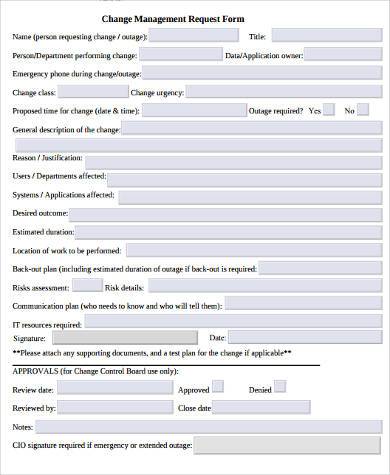 change management request form