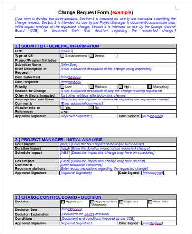 FREE 13+ Change Request Form Samples, PDF, MS Word, Google Docs