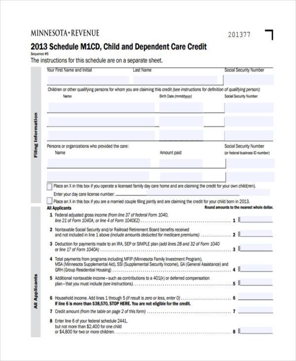 FREE 8+ Sample Child Care Expense Forms in PDF | MS Word