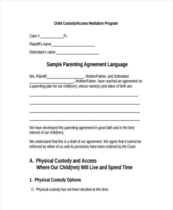 child visitation agreement