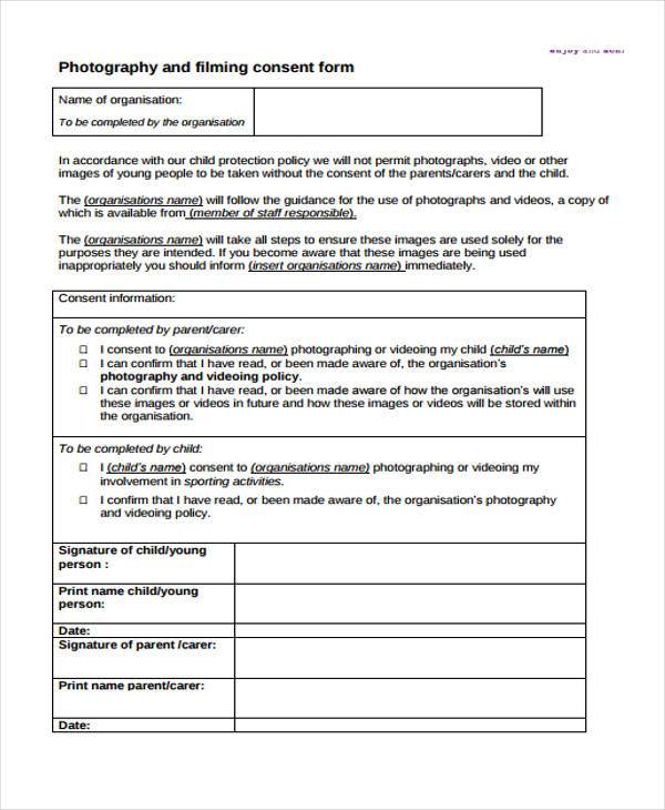 child photography consent form