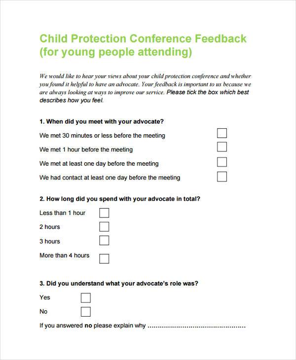 child protection conference feedback form