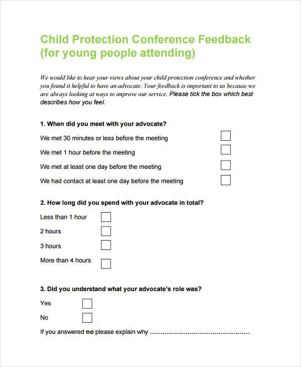 FREE 9+ Sample Conference Feedback Forms in PDF MS Word