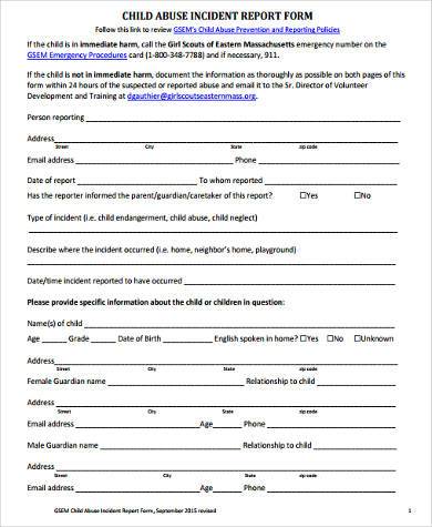 child safety report form