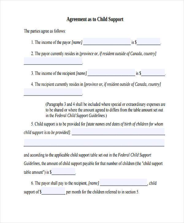Sample Child Support Agreement Letter from images.sampleforms.com