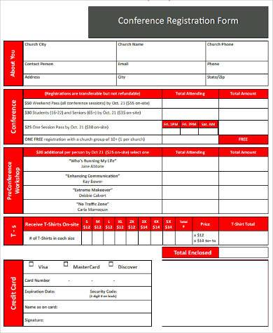 church conference registration form