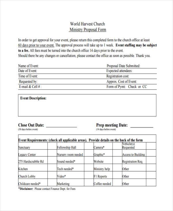 church event proposal form in pdf