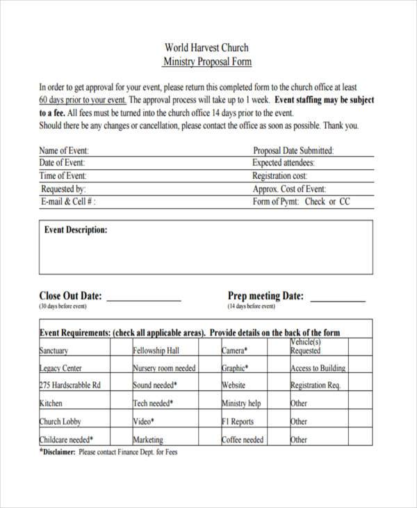 church event proposal form