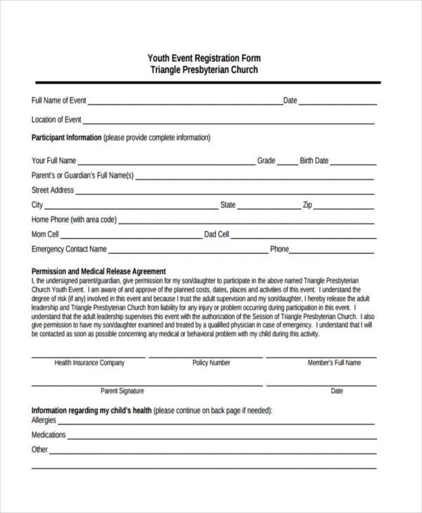 church event registration form