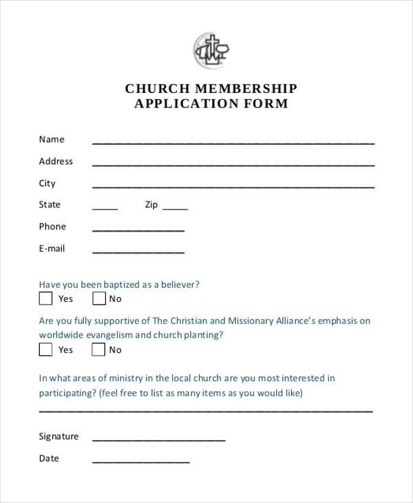 Printable Church Membership Form Pdf Printable Forms Free Online