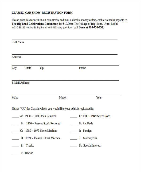 classic car show registration form1