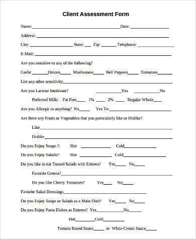 client assessment form example
