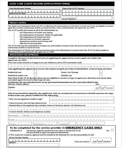 client assessment record form