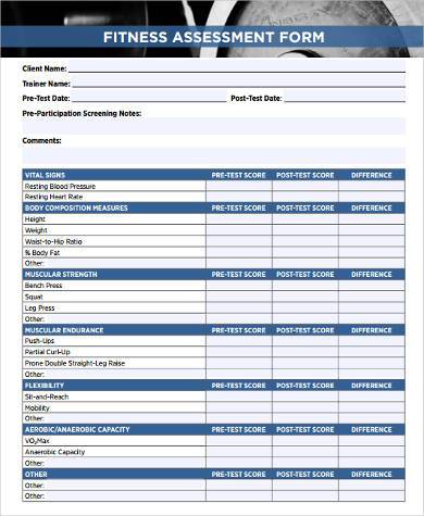 client fitness assessment form